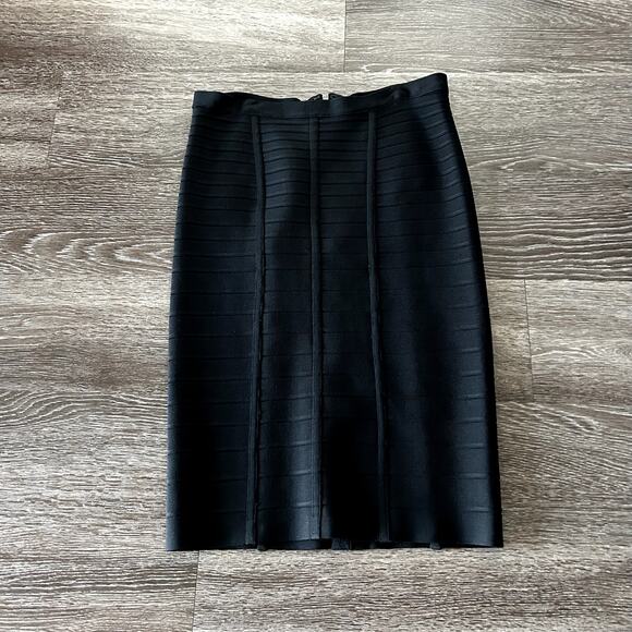 Hervé Léger by Max Azria Black Bandage Sia Skirt Size Medium Knee Length Bodycon - Picture 14 of 16
